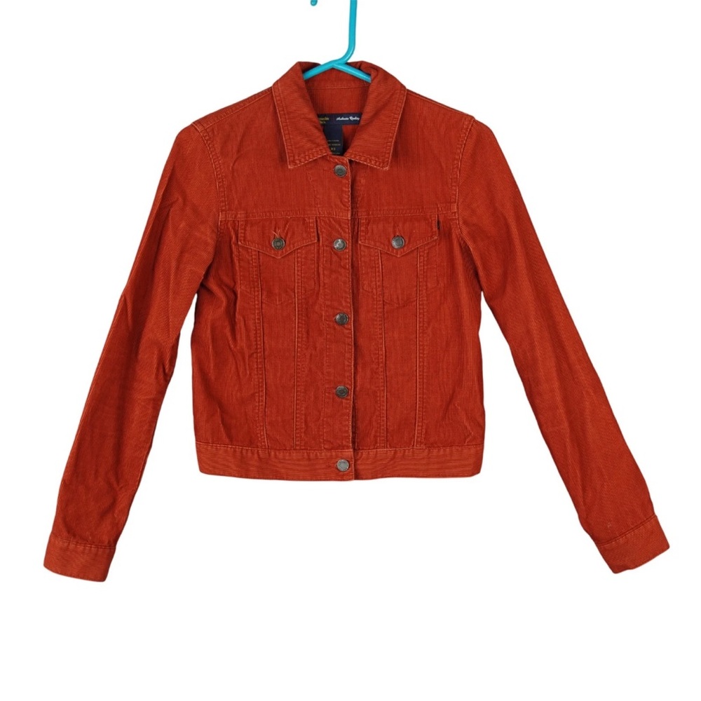 Vintage Abercrombie Fitch Trucker Corduroy Jacket Woman’s Size XS Red Y2K 90s